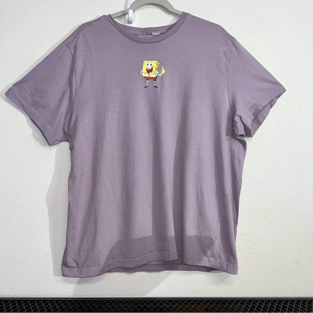 SpongeBob SquarePants Graphic T-Shirt Adult Size XL Purple Crew Neck Nickelodeon